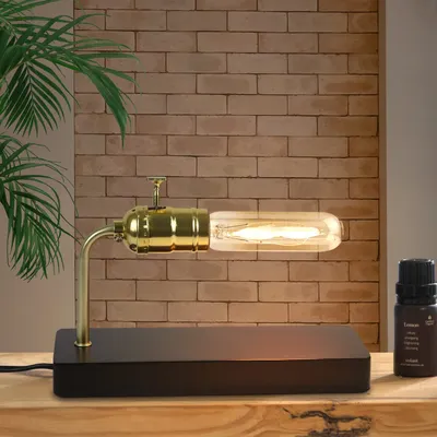 Obrázek produktu pro ZMH noční lampa černá obývací pokoj moderní stolní lampa stolní lampa dřevo s paticí E27 ve vintage designu zlatá pro postel kancelář hotel