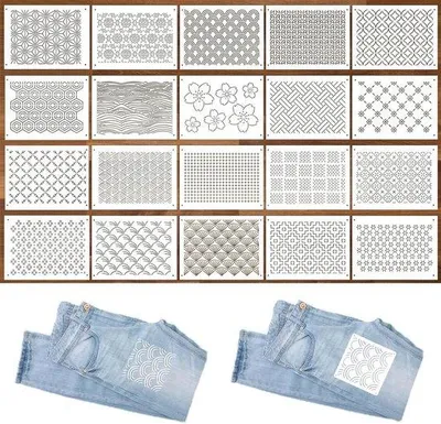 Productafbeelding van Geometrische sjabloonset voor handquilten en textieldesign, met 20 verschillende patronen