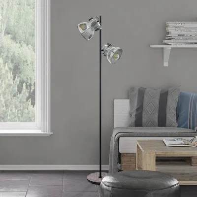 Image de Lampadaire Barnstaple 2 flammes patine brune, noir, zinc