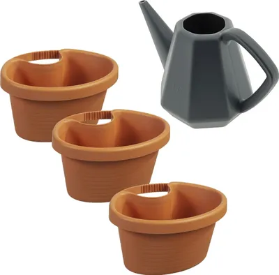 Image de Pot de fleurs pour tuyau d'évacuation - set de 3 pièces & arrosoir pour plantes 1,7 litre