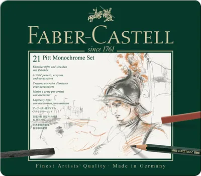 Image de FABER-CASTELL PITT MONOCHROME Set medium, étui de 21 pièces