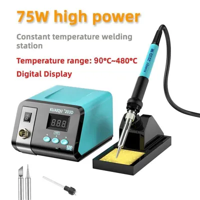 Produktbild von Lötstation - 75W Lötkolben mit Digitalanzeige - Einstellbar 200–480°C - Konstante Temperatur - EU-Stecker 220V