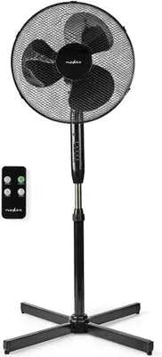 Image de Ventilateur sur pied | Diamètre : 400 mm | 3 vitesses | Oscillation | 40 W | Hauteur réglable | Minuterie d'arrêt | Télécommande | Noir