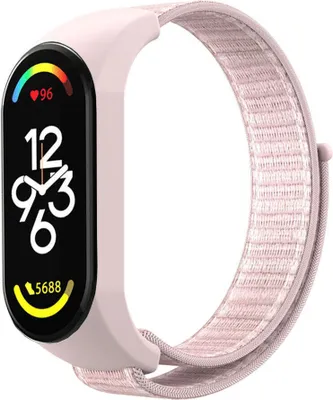 Produktbild von Strap-it Xiaomi Mi Band 7 Nylonarmband (Hellrosa)