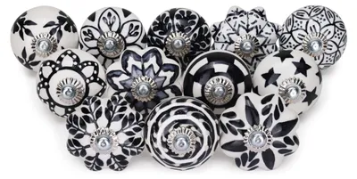 Image de Solidchoice - Boutons de placard en céramique multicolores - Poignées décoratives pour meubles - Lot de 12