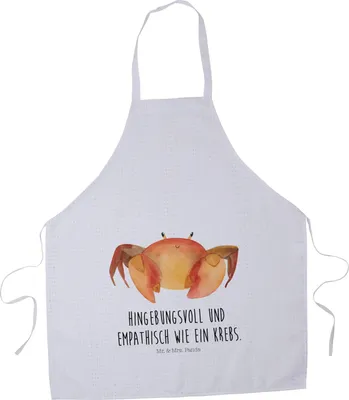 Produktbild von Mr. & Mrs. Panda Grill Schürze Sternzeichen Krebs - Weiß - Geschenk, Kochschürze, Meer, Meerestier, Krabbe, Vorbinder, Grillschürze, Kellnerschürze, Krebse, Latzschürze