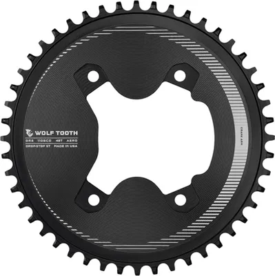 Produktbild von Wolf Tooth Shimano GRX Aero-Kettenblatt, 110 BCD Asymmetric, 4-Loch, 52 Z., Drop-Stop ST, black