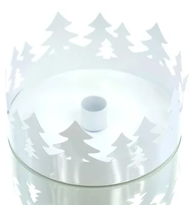 Produktbild von Boltze Weihnachtskerzenhalter Ella Waldsilhouette Weiß Ø 15 cm - Metall