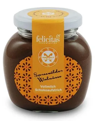 Produktbild von Vollmilch Schokoaufstrich mit Walnüssen von der Confiserie Felicitas (400 g)