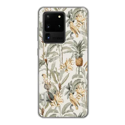 Produktbild von MuchoWow® Handyhülle Schutzhülle Hülle für Samsung Galaxy S20 Ultra Blume - Ananas - Tropisch Silikon Softcase Handy Hülle - Karteninhaber