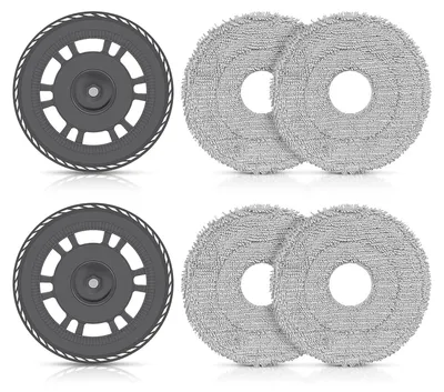 A product collage showing two sets of robot vacuum cleaner mop attachments.