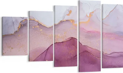 Produktbild von Bild auf Leinwand - Leinwandbild - 5 Teile - Marmor Pink Violett - 100x60cm - Wand Bild - Wanddeko - Wandbilder - Leinwanddruck - Bilder - Wanddekoration - Leinwand bilder - Wandbild - EG100x60-4668