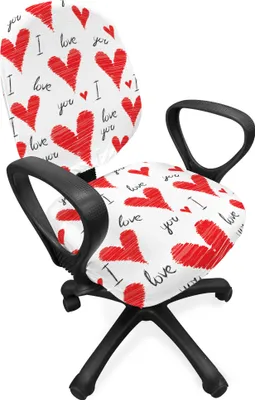 Produktbild von ABAKUHAUS Liebe Bürostuhl Schonbezug, Handschreiben Valentines, dekorative Schutzhülle aus Stretchgewebe, Vermilion Schwarz Weiß
