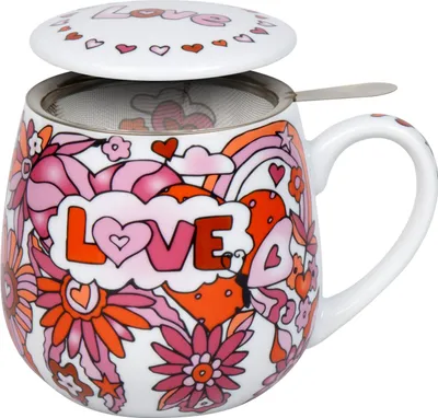 Produktbild von Könitz 1151433016 Becher mit Sieb und Deckel 400 ml - Power of Love by M. Koch - Tea for me / Teebecher
