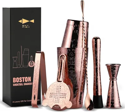 Productafbeelding van FISH Boston Cocktail Shaker Set - 7-delige Barman Kit (Rose Gold)