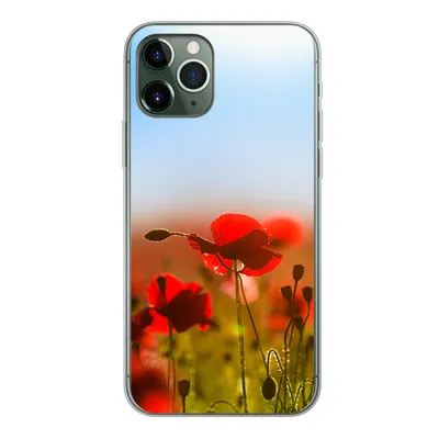 Produktbild von MuchoWow® Handyhülle Schutzhülle Hülle für iPhone 11 Pro Mohnblumen unter einem klaren blauen Himmel. Silikon Softcase Handy Hülle - Handy