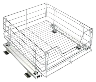 Zdjęcie produktu dla Szuflada kuchenna Kosz wysuwany z prowadnicami - 50 x 23 x 40 cm - Chromowana stal - Wyjmowana półka