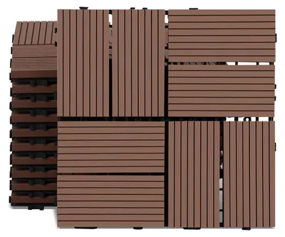 Produktbild von Ikodm WPC Terrassenfliesen 30x30 cm Rotbraun 66 Stück 6 m² Klickfliesen Garten Balkon