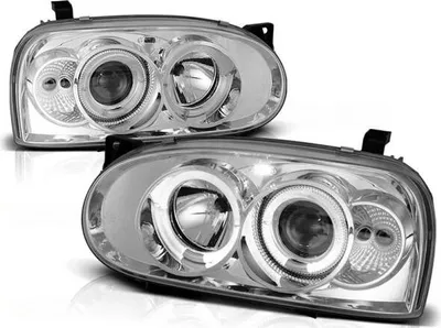 Zdjęcie produktu dla Reflektory LED typu „Angel Eyes” pasujące do VW Golf 3 (91–97) – chromowane