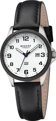 Produktbild von Regent Leder Damen Uhr Armbanduhr Quarz schwarz Lederarmband D2URBA781