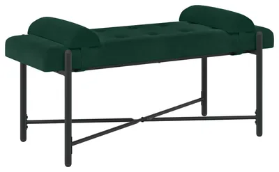Obrázok produktu pre vidaXL Čalúnená lavica s gombíkmi a vankúšmi, tmavozelená, 110 x 40 x 46 cm