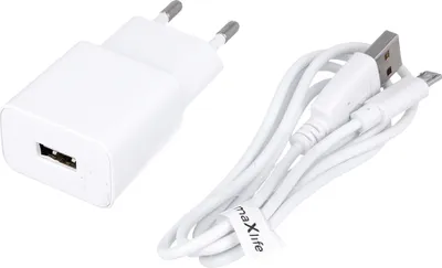 Image de Maxlife Chargeur secteur MXTC-01 USB Fast Charge 2.1A + câble micro USB, blanc