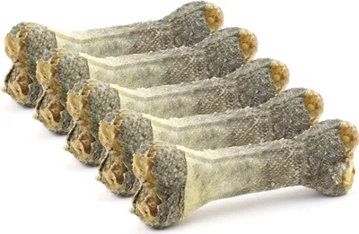 Produktbild von DOGBOSS 100% Natur Kauknochen Hundeknochen, Rinderhaut mit Dorsch, 5 Stück 12 cm