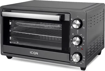 Produktbild von ICQN 20 Liter Minibackofen mit Airfry, Heißluftfritteuse, Ober-/Unterhitze mit Umluft-Funktion, 5 Grill-Funktion, 90 Min. Timer, 1500 W, Mini Oven, 80°-250°C, Frittierkorb/Backblech/Grill/Krümelblech