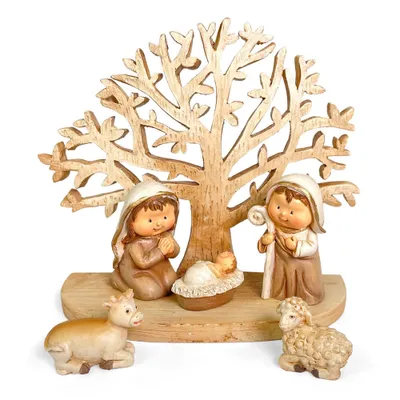 Produktbild von Kinderkrippe mit Baum 12 x 10 cm | 78561 - Weihnachtskrippe Krippenfiguren