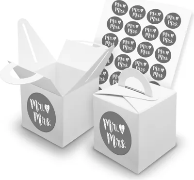 Produktbild von itenga SET 24x Würfelboxen mit Griff Weiß (V42) + Motivsticker (M124)