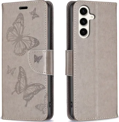 Produktbild von Mobigear Butterfly  Samsung Galaxy S23 FE Hülle Klapphülle Geldbörse - Grau