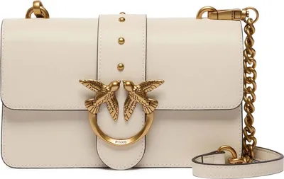 Produktbild von PINKO Umhängetasche Schultertasche Love One Mini ST. CL. Bianco Seta - Antique Gold creme