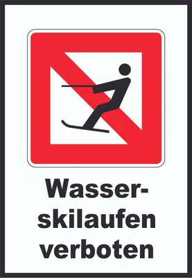 Produktbild von Wasserskilaufen verboten! Symbol und Text A6 (105x148mm)