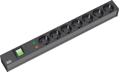 Produktbild von BACHMANN 19" Steckdosenleiste 7-fach mit ÜS mit Schalter, schwarz