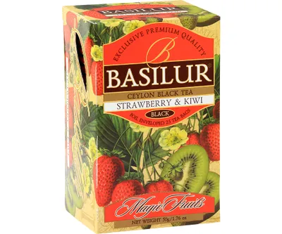 Zdjęcie produktu dla Basilur STRAWBERRY & KIWI herbata czarna TRUSKAWKA KIWI w kopertach saszetkach - 25x2g