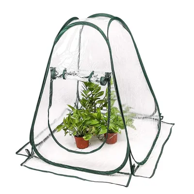 Produktbild von Mini Pop-Up Gewächshaus ,PVC Gewächshausabdeckung,70x70x80cm ,Treibhaus Pflanzenzelt,Hinterhofschutz fuer Blumen, Regenschutz