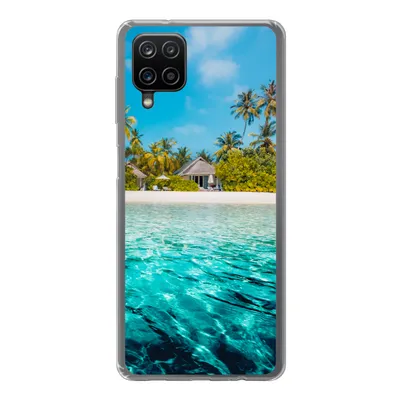 Produktbild von MuchoWow® Handyhülle Schutzhülle Hülle für Samsung Galaxy A12 Strand - Palmen - Meer Silikon Softcase Handy Hülle - Bild