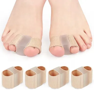 Produktbild von Zehenspreizer Hallux Valgus 4 Stück, Silikon Großzehenabstandshalter mit 2 Schlaufen, Toe Separator für Hallux Valgus Korrektur Frauen Männer