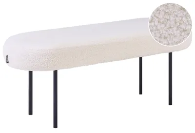 Produktbild von BELIANI Sitzbank Cremeweiß Bouclé Gepolstert 98 cm Breit 38 cm Hoch Oval Schmal mit Metallbeinen ohne Lehne Retro Design Flurbank Polsterbank Bettbank