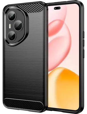 Produktbild von Hülle für Honor 400 Pro, Carbon-Faser TPU Silikon Stoßfest Schutzhülle Schwarz