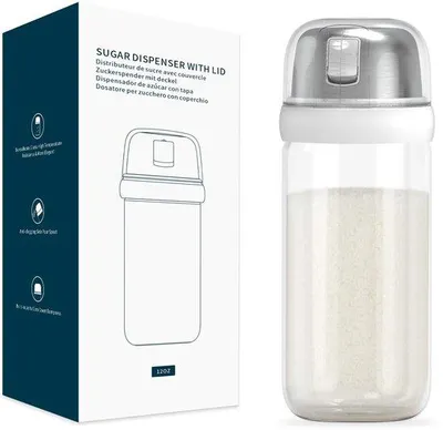 Obrázek produktu pro Elegantní skleněná cukřenka, 12 oz, bílá, bez BPA