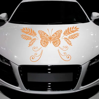 Produktbild von Aufkleber - Autoaufkleber "Butterfly Ranke" 90cm x 53cm orange - Tuning Carystyling Heckscheibe Auto