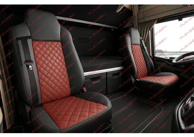 Produktbild von 1+1 Sitzbezug-Set aus Kunstleder für MAN TGX 2015–2020 – rot-schwarz