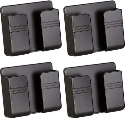 Image de Support mural autocollant noir pour chargeur de téléphone, lot de 4