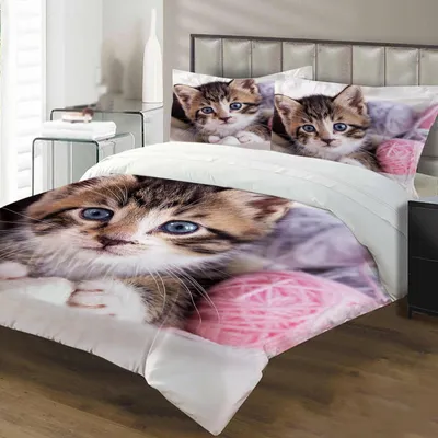 Produktbild von Solidchoice – Bettwäsche-Set für Kinder mit Katzenmuster, 140 x 200 cm