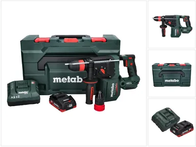 Image de Metabo KH 18 LTX BL 28 Q Marteau perforateur sans fil 18 V 3 J SDS plus Brushless + 1x batterie 4,0 Ah + chargeur + metaBOX