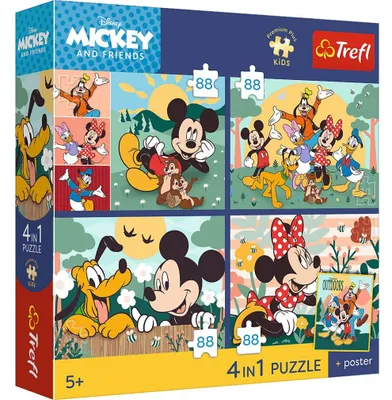Immagine prodotto di Puzzle 4 in 1 di Topolino e i suoi amici + poster TREFL