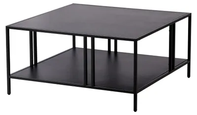 Produktbild von Couchtisch Kumlinge Beistelltisch 40 x 80 x 80 cm mit Ablage Wohnzimmertisch quadratisch Sofatisch Metall Kaffeetisch Schwarz