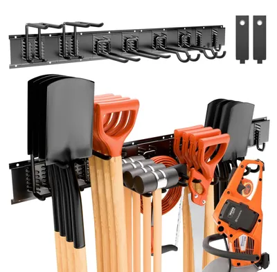 Immagine prodotto di Supporto da parete da 120 cm per attrezzi da giardino, con 8 ganci