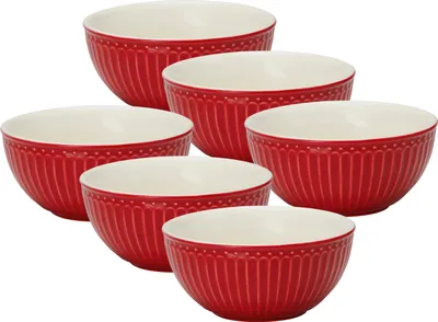 Produktbild von Greengate Alice Müslischale red 14cm Set6
